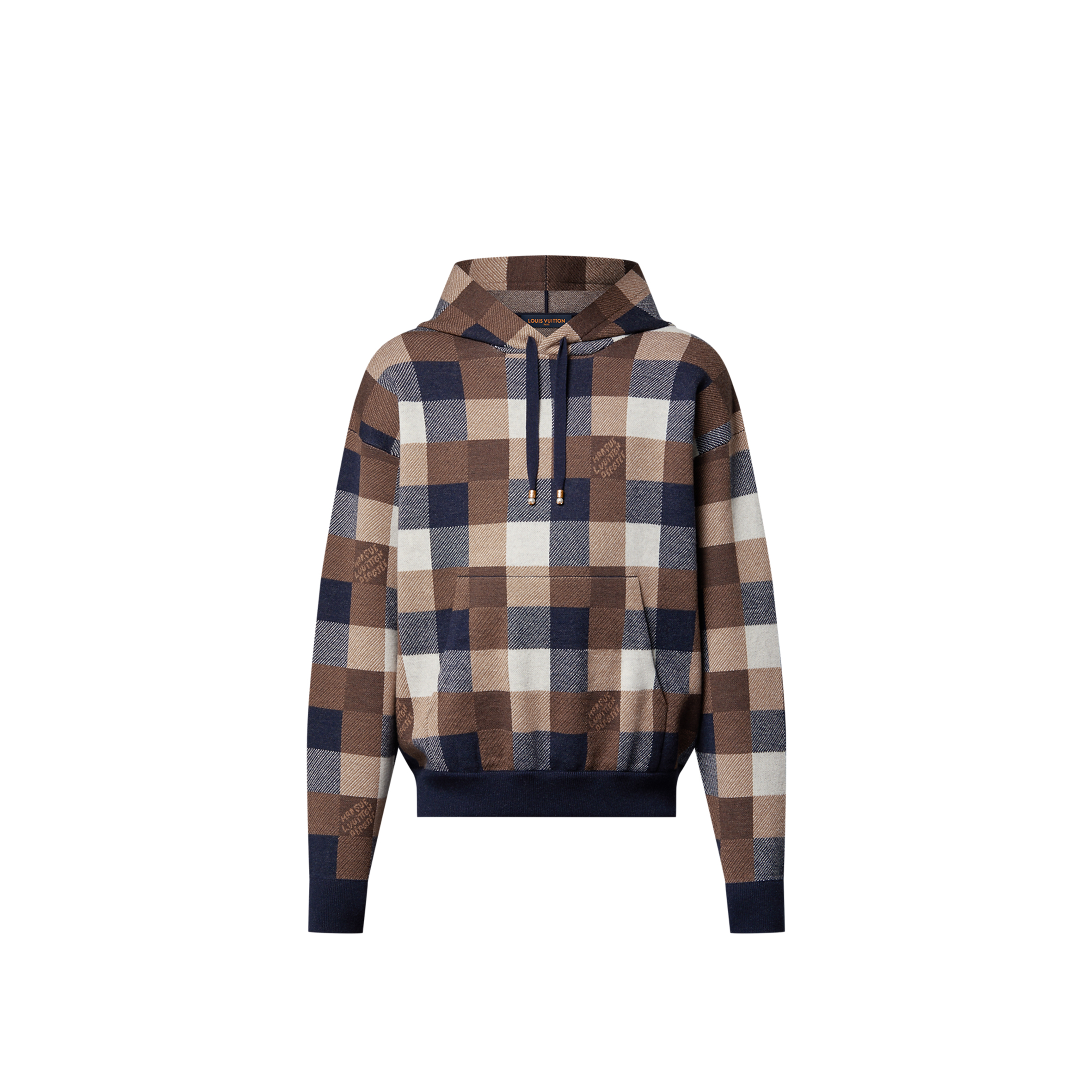 l0vis Vvtt0n damier checkered cashmere and wool blend hoodie 1afxju